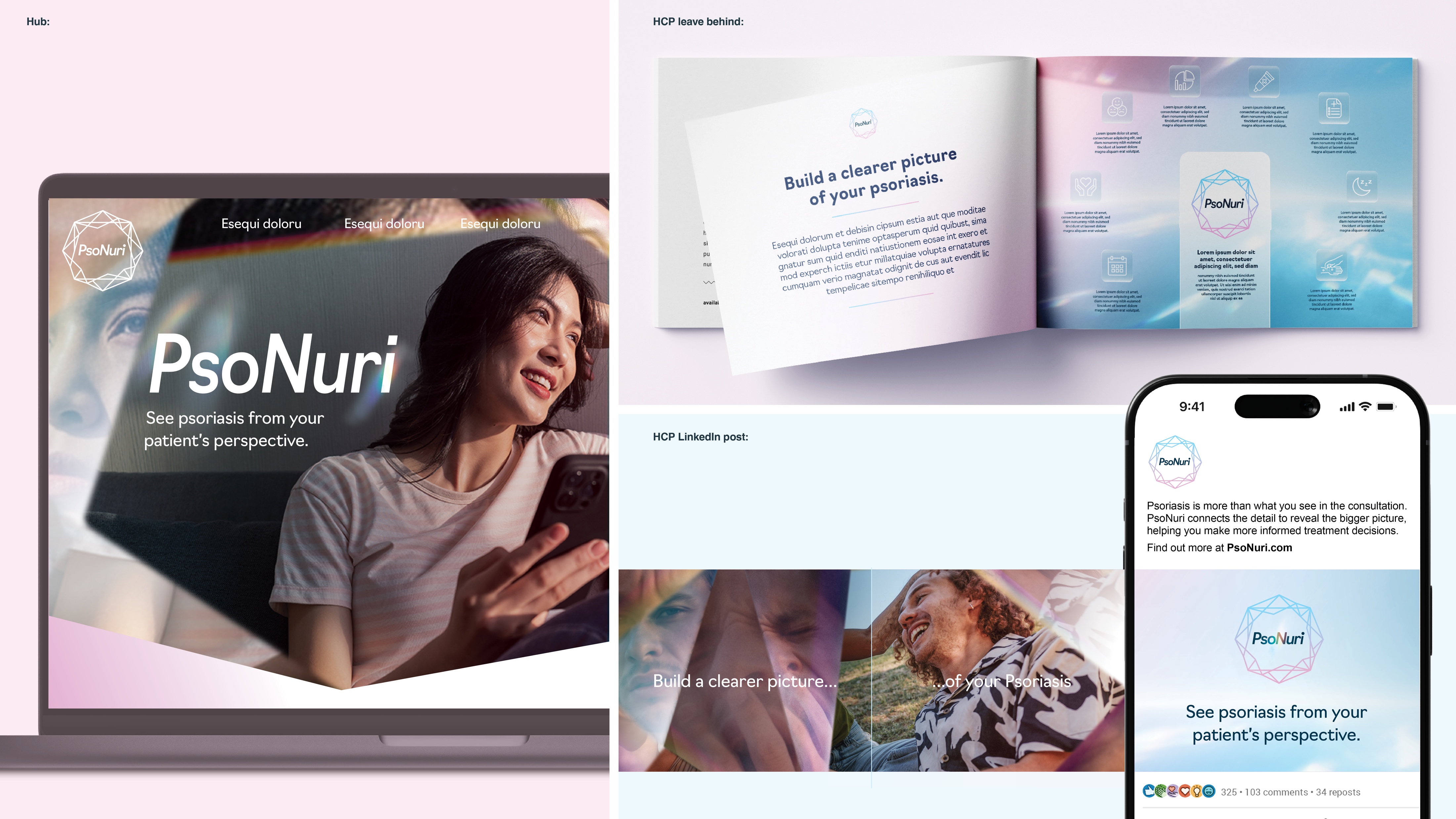 Across the channels: Digital, print and social applications.