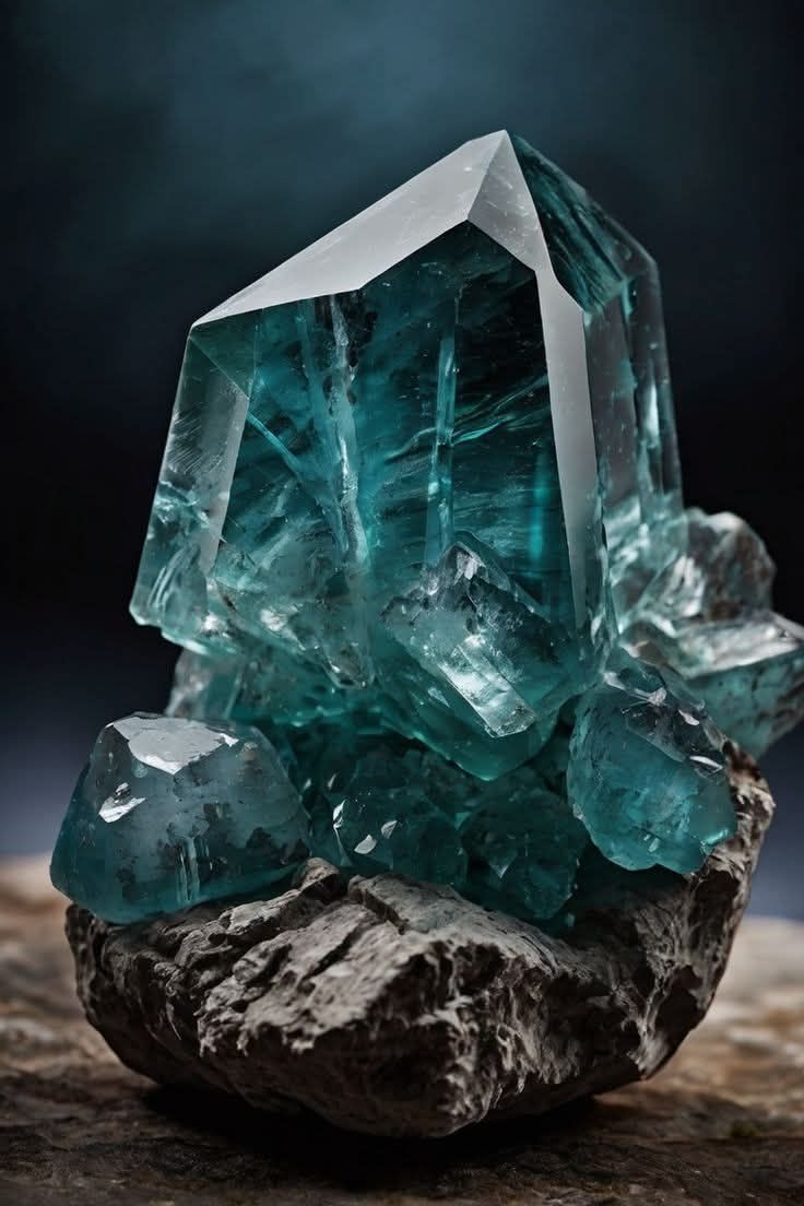 A translucent teal crystal