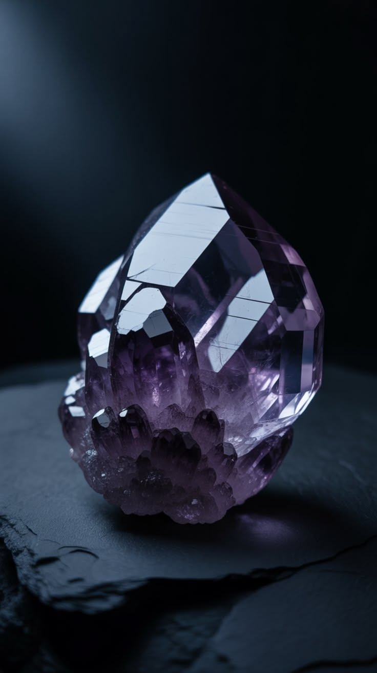 A violet faceted crystal
