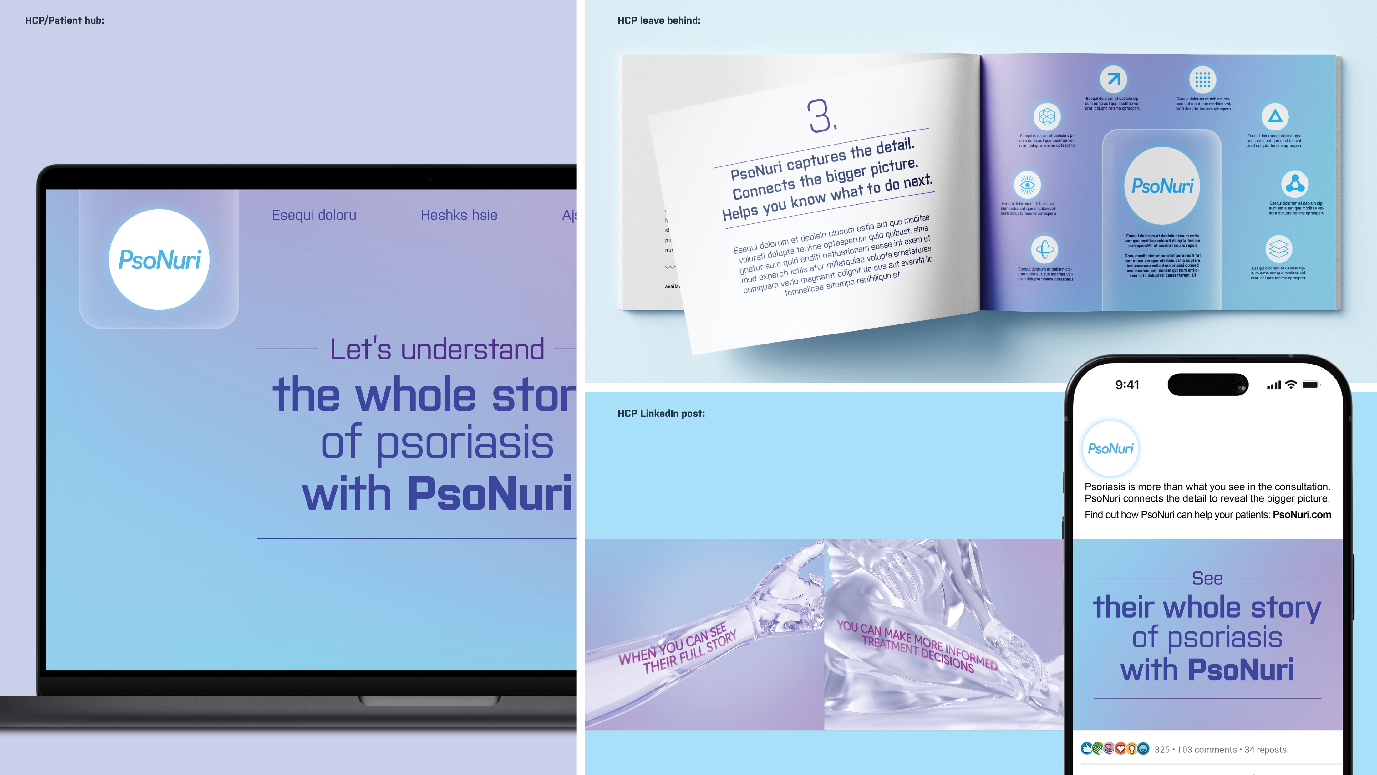 Across the channels: Digital, print and social applications.