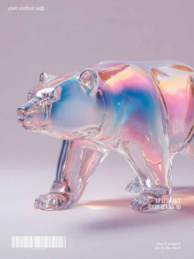 An iridescent glass bear